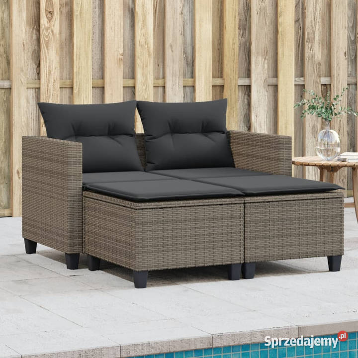 2osobowa sofa ogrodowa z podnóżkami szara mazowieckie Warszawa