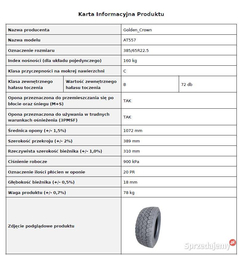 38565 R225 GOLDEN CROWN AT557 Nowa opona Zarębki