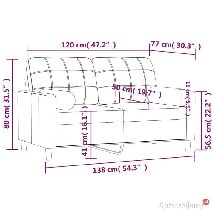 2osobowa sofa z poduszkami winna czerwień 120 sprzedam