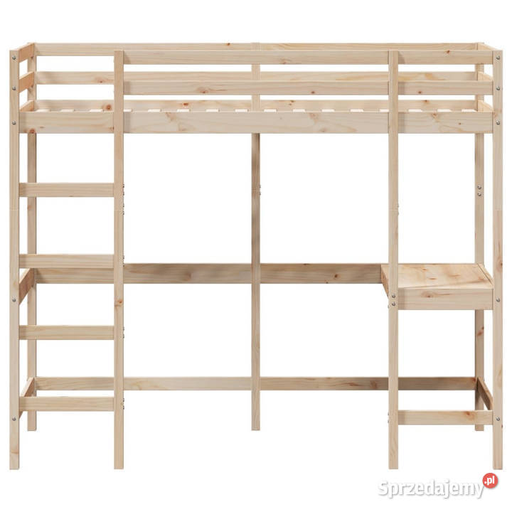 Łóżko na antresoli z biurkiem lite drewno 107cm