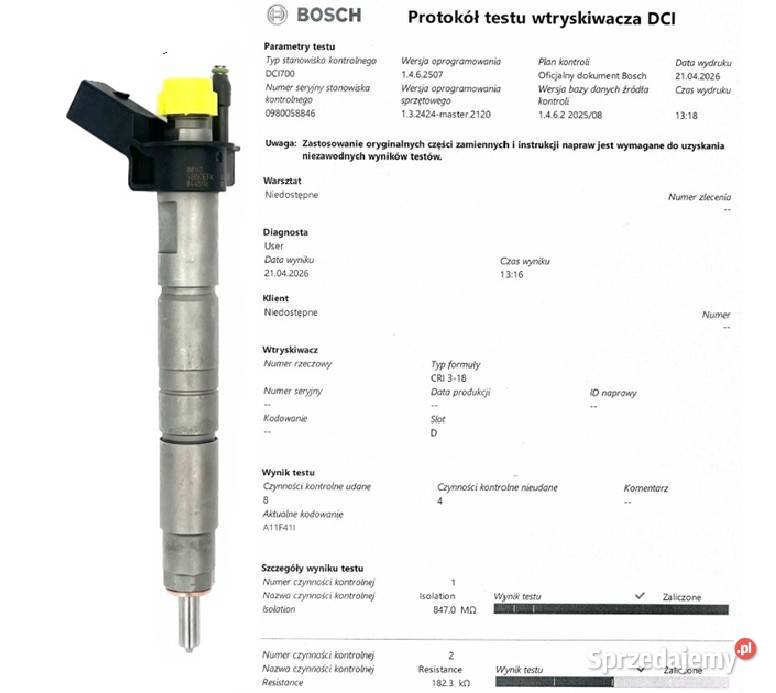 Wtryskiwacz BOSCH 0445116024 do BMW 20 30 kujawsko-pomorskie Bladowo