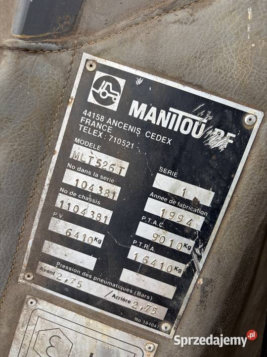 Ładowarka teleskopowa Manitou MLT 526 turbo Myszyniec sprzedam