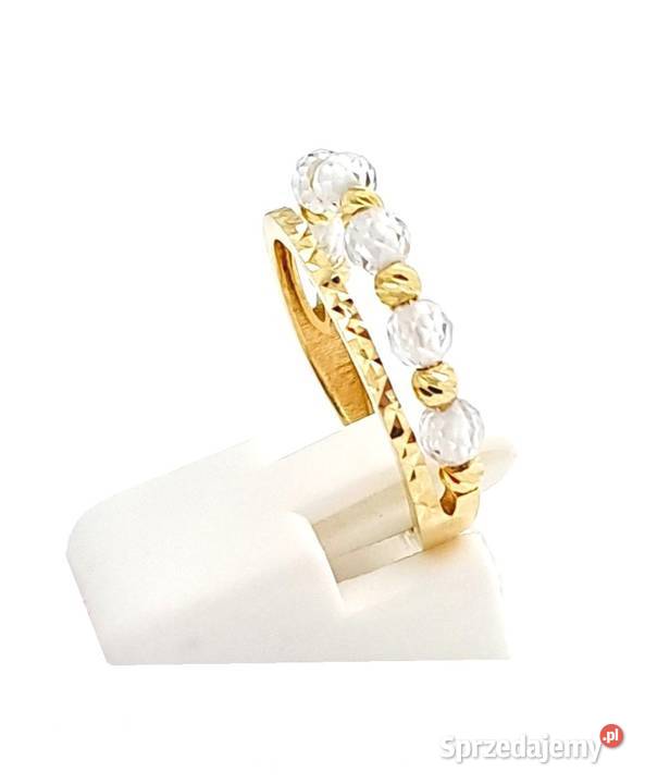 Pierścionek r10 Złoty pr333 Modern kwarc biały wielkopolskie Poznań
