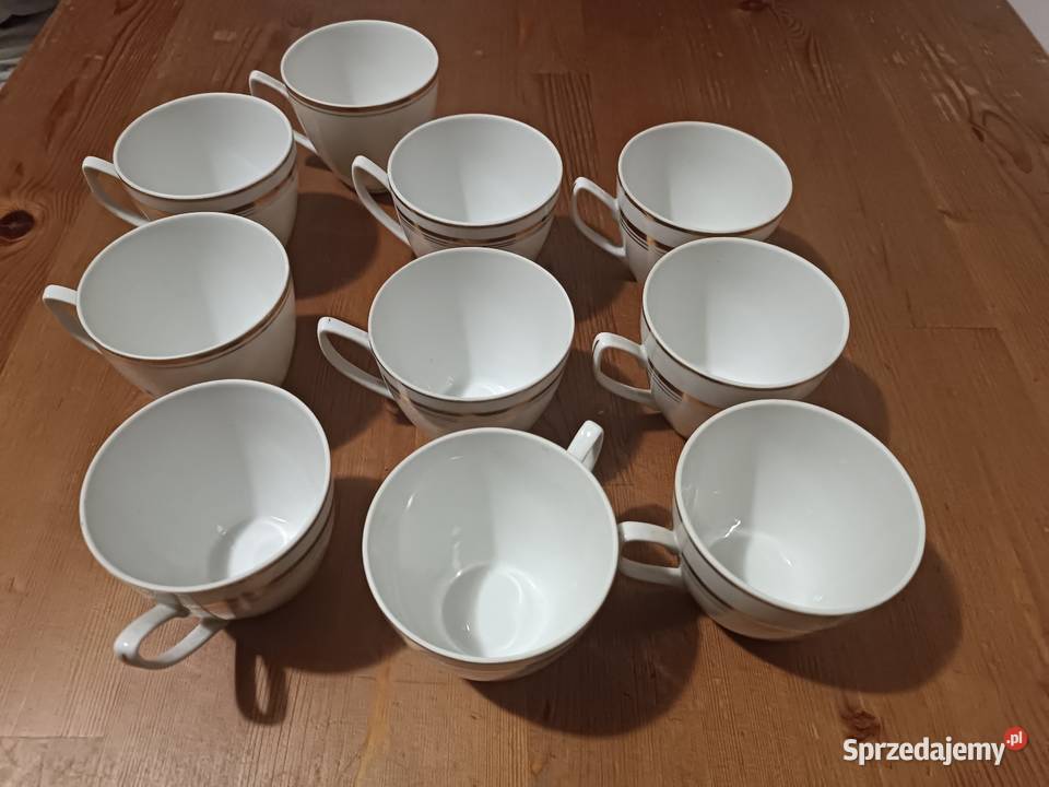 Zestaw 10 filiżanek porcelanowych z złotym Poznań