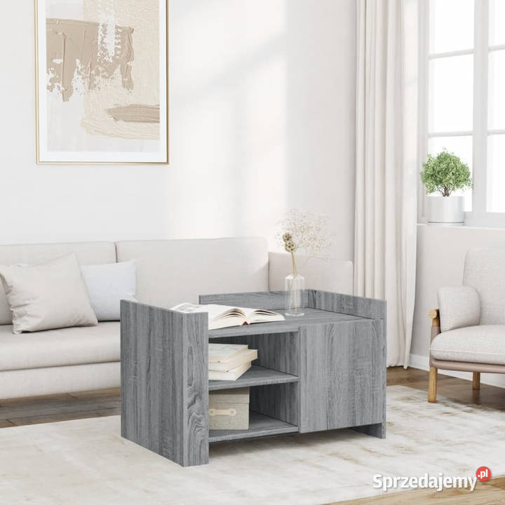 Stolik kawowy szary dąb 80x50x50 materiał
