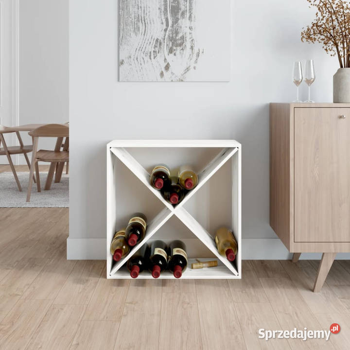 Szafka na wino biały 62x25x62 lite drewno