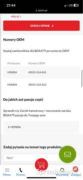 Jarzmo zacisku prawe i lewe do accord vi wielkopolskie Kicin