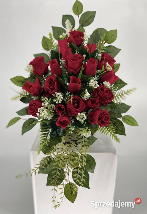 Wiązanka nagrobna z czerwonych róż elegancka Latosówka sprzedam