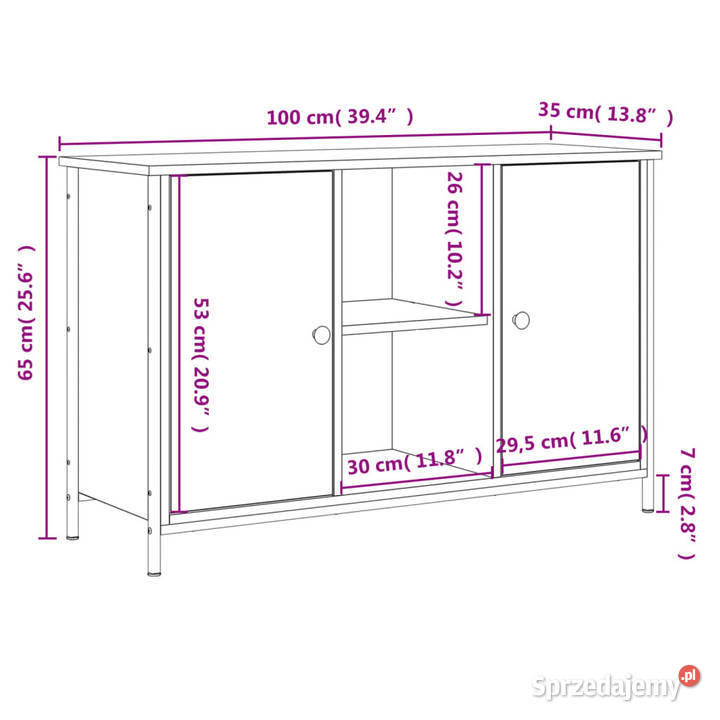 Szafka pod TV dąb sonoma 100x35x65 materiał Warszawa