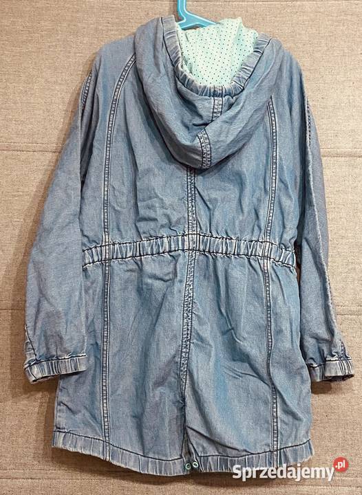 Dziewczęca długa kurtka jeansowa z kapturem Żyrardów