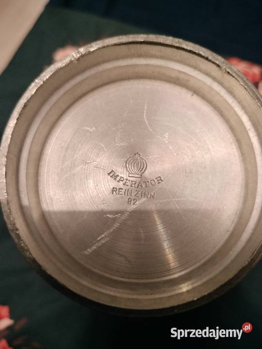 Metalowy kubek cynowy kielich sygnowany Choszczno