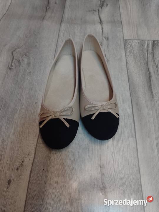 38 Beżowo czarne baleriny wieczorowe NOWE Kraków
