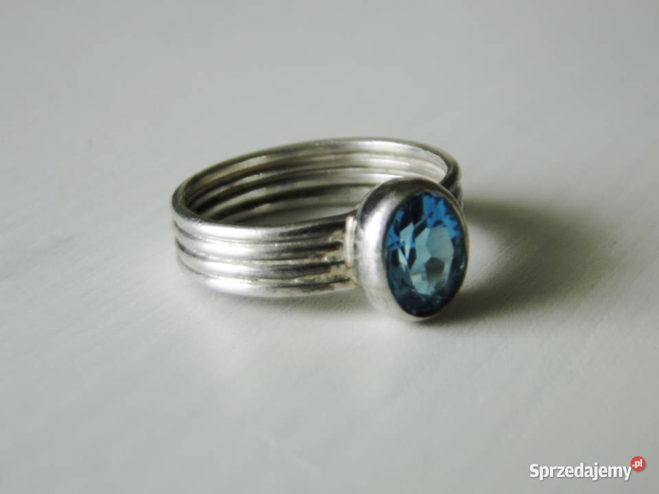 Cudny pierścionek srebro 925 i lazurowa cyrkonia Pierścionki Warszawa