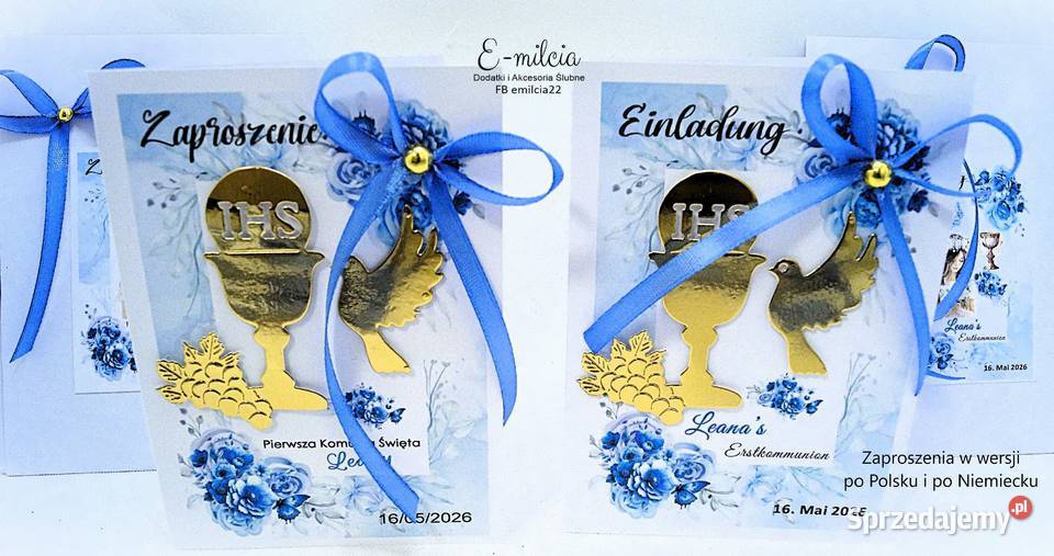 Zaproszenia 3D I Komunia Św spersonalizowane i z Zielona Góra