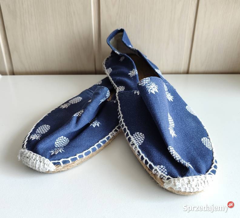 Buty płaskie espadryle 39 granatowe ananasy na inna