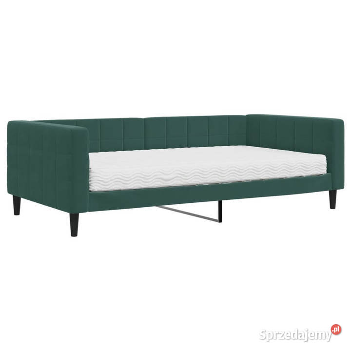Sofa z materacem do spania ciemnozielona aksamit Warszawa