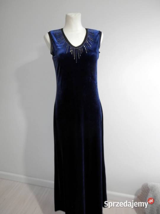Sukienka Długa Aksamitna Balowa Wieczorowa Łomża