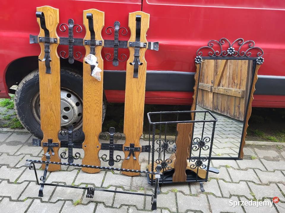 ładna stara garderoba dębowa z wieszakami antyk