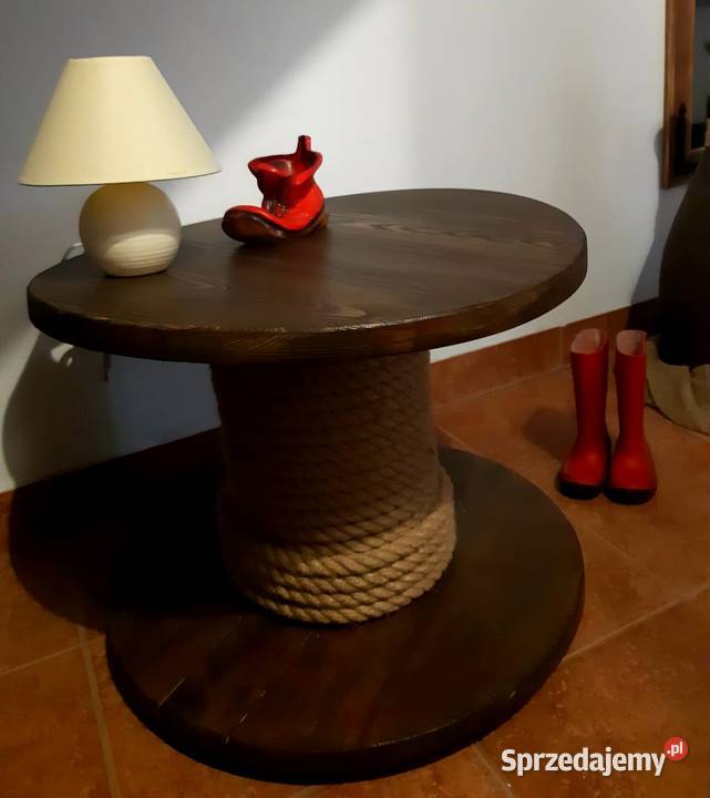 Stolik drewniany ze szpuli ława drewniana loft 47cm sprzedam
