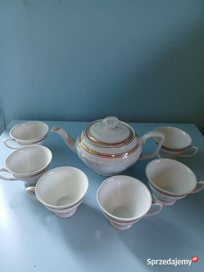 Stara porcelna Bogucice dzbanek 6 filiżanek Łódź