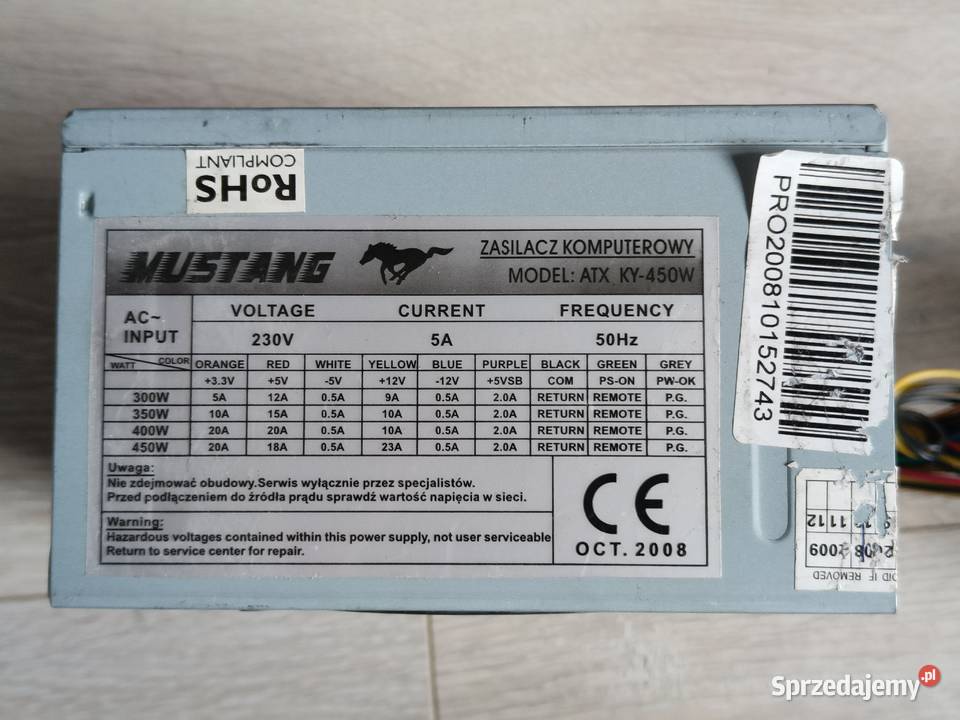 Zasilacz Mustang 450W KY450W Kalisz sprzedam