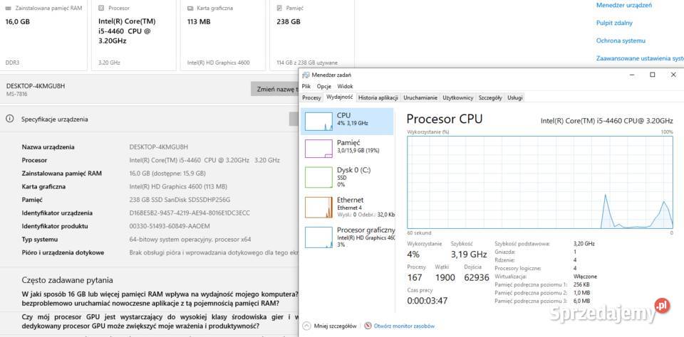 Płyta główna MSI B85G43 I5 4460 16GB Ram świętokrzyskie Kielce