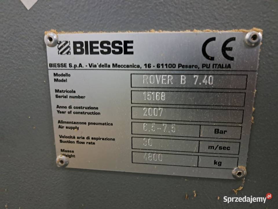 BIESSE ROVER B 740 centrum obróbcze CNC 6696 Warszawa sprzedam