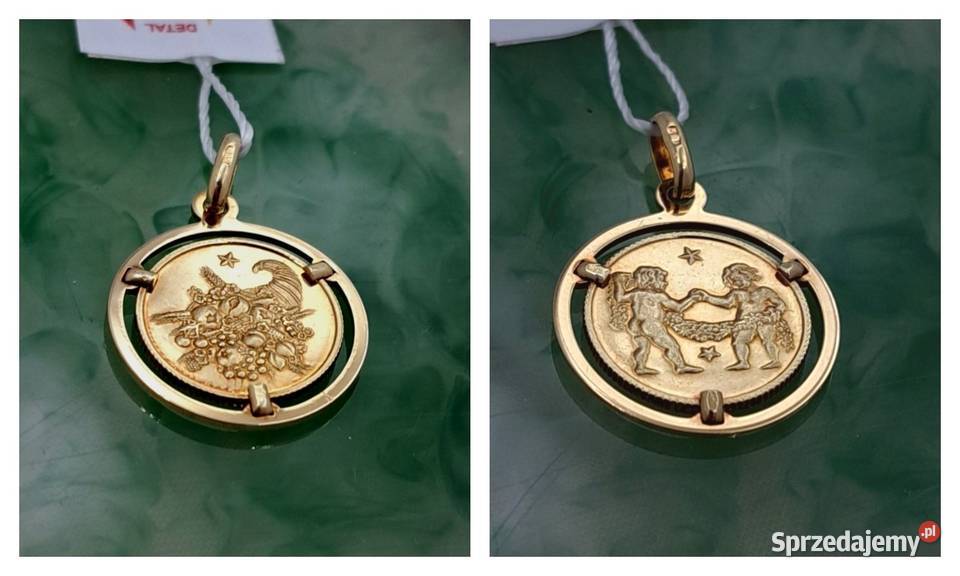 25 Wisiorek Złoty 585 Znak Zodiaku BLIŹNIĘTA Poznań