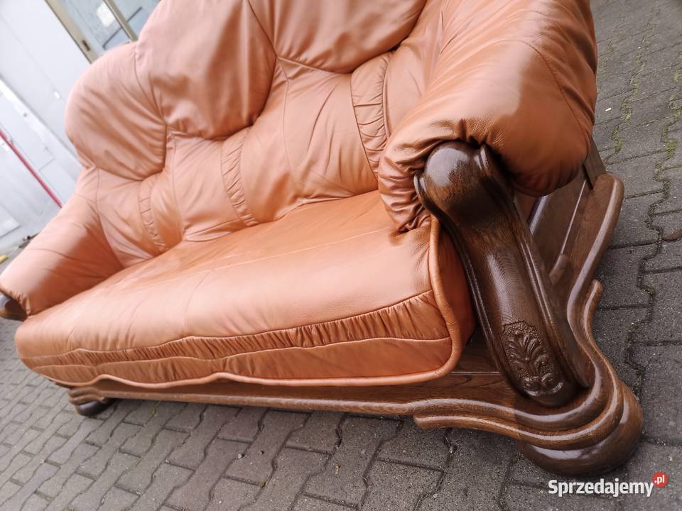 Komplet Wypoczynkowy KLER 3 1 1 i Ława Dąb skóra śląskie Kozy