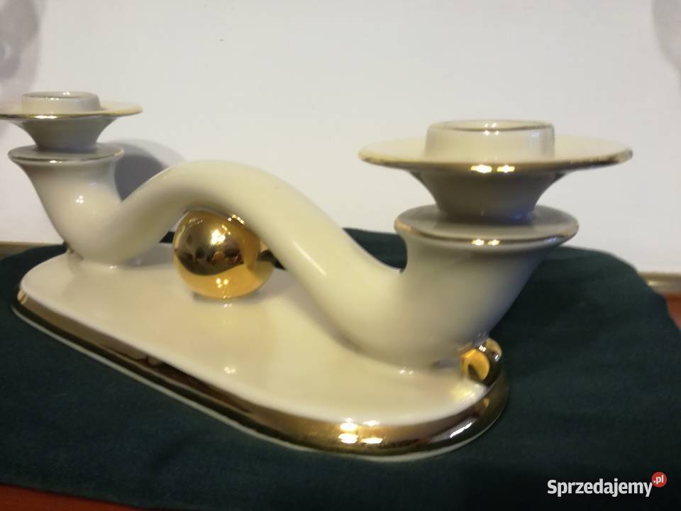 Przepiękny stary świecznik Hertel Jacob Bavaria biały Jastrzębie-Zdrój