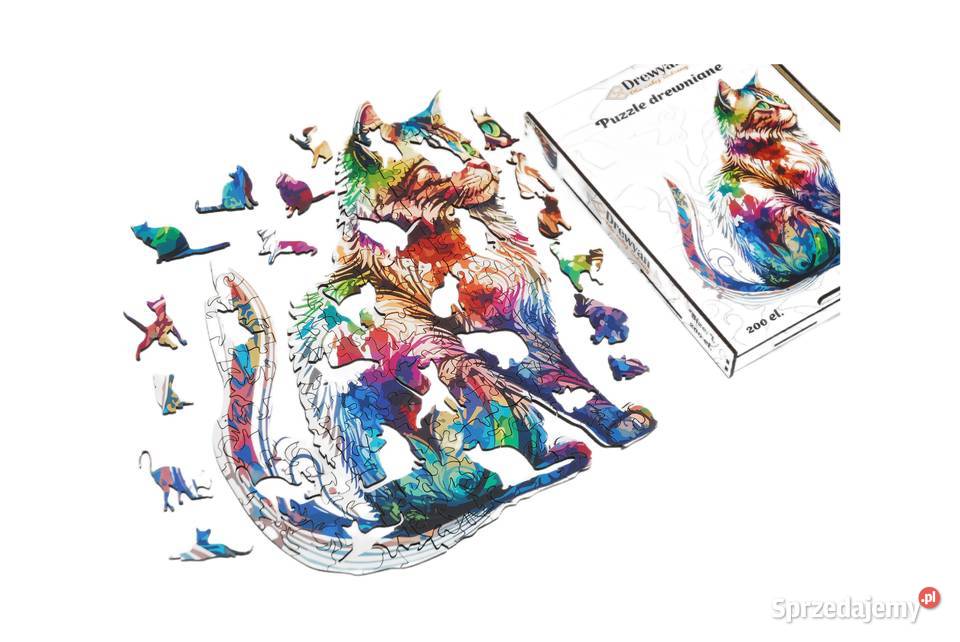 Puzzle Drewniane Premium EKO Układanka KOT A4 Puzzle