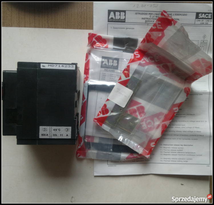 Wyłącznik SACE LNA 32 155A Asea Brown Bover śląskie Dąbrowa Górnicza
