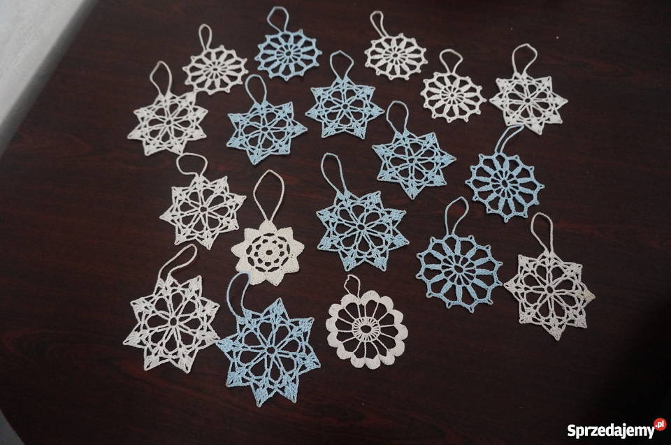 Ozdoby szydełkowe Boże Narodz aniołki gwiazdki łódzkie Libiszów-Kolonia