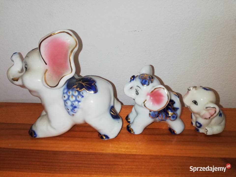Stare porcelanowe słoniki Kolekcja Warszawa
