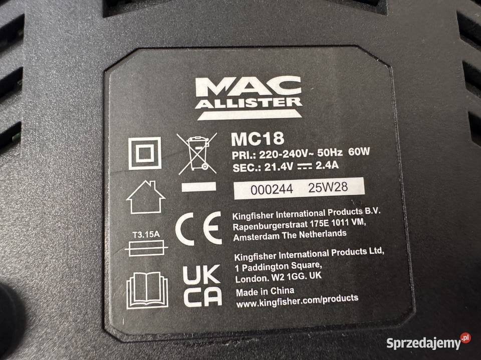 Ładowarka 18V Macallister Solo 2025r Titan łódzkie Lesieniec