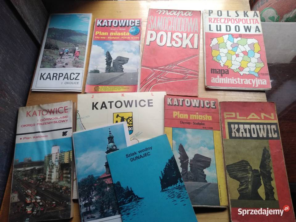 Stare mapy samochodowe i nie zabytek PRL zestaw śląskie Dąbrowa Górnicza