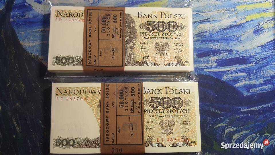 PACZKI 100 x 500 złotych 1982 UNC mazowieckie Warszawa