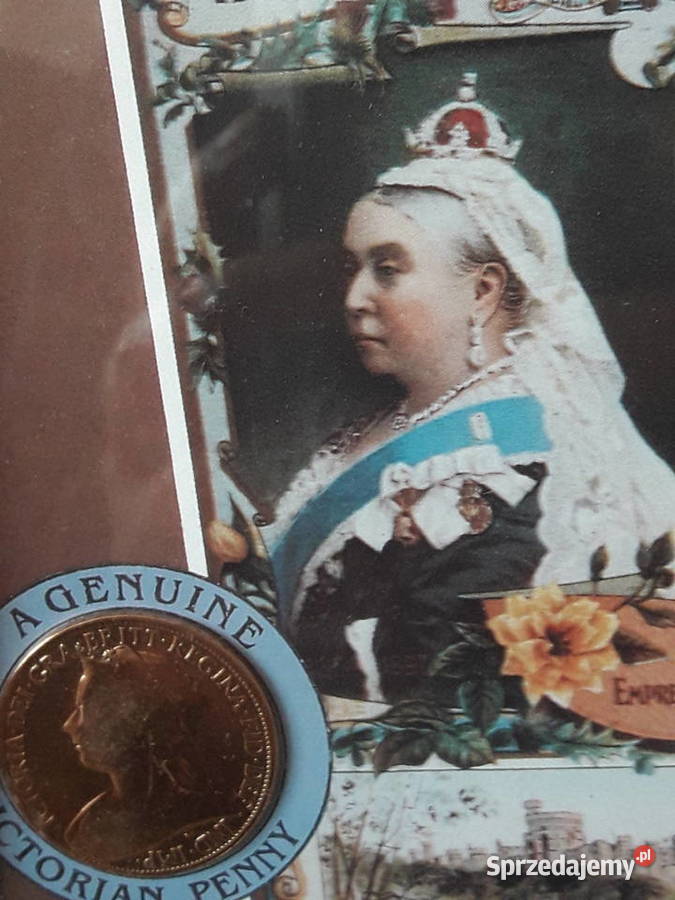 Oryginał Viktorian penny angielski grosz XIX w Janów Lubelski