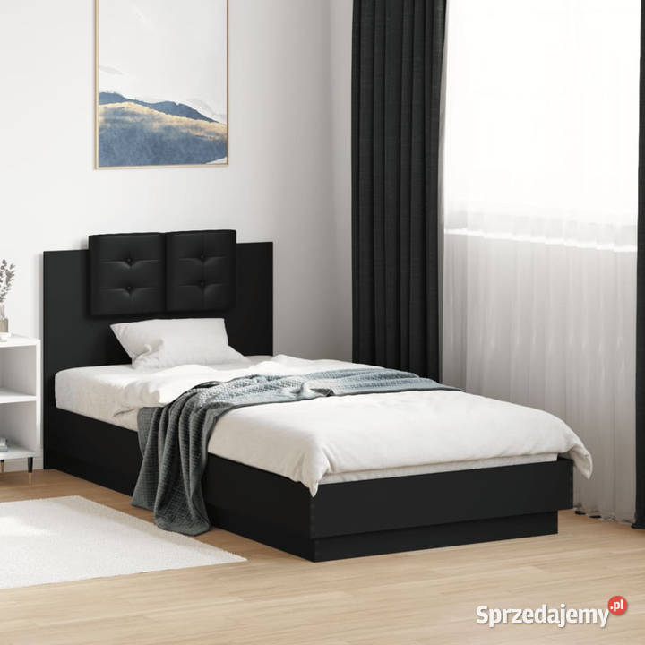 Rama łóżka z wezgłowiem czarna 90x190 WM3209969 84cm