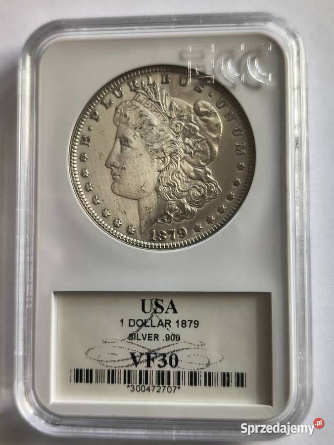 USA 1 dolar 1879 srebro Ag 900 grading zachodniopomorskie