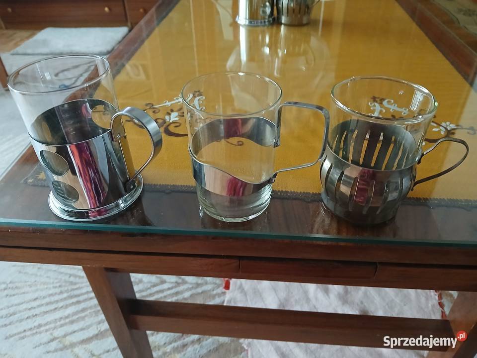 Szklanki w koszyczkach metalowych Warszawa sprzedam