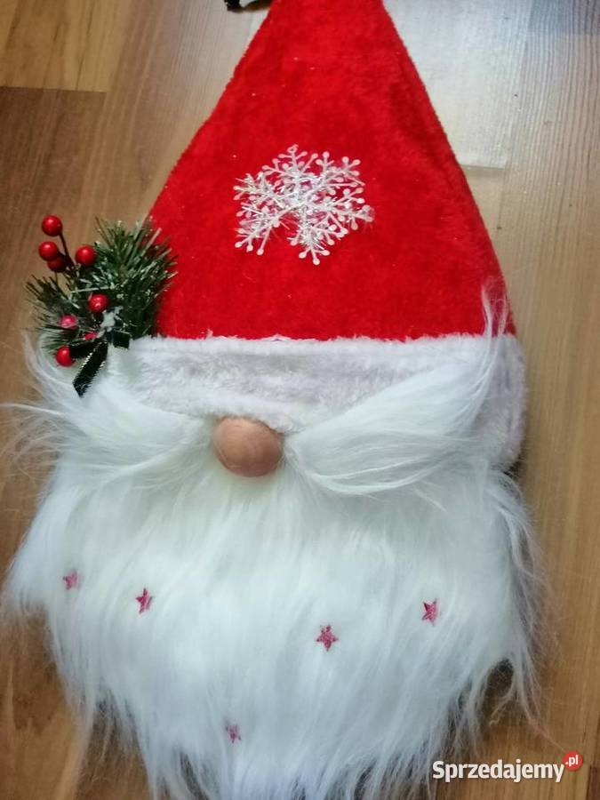 Świąteczny wianek na drzwi z czapką Mikołaja czerwony sprzedam