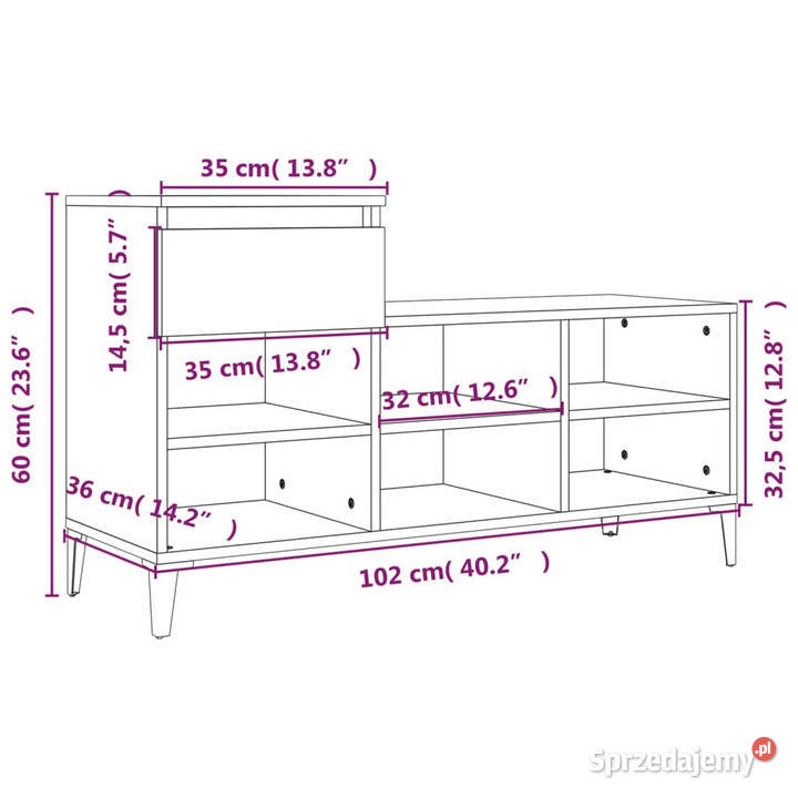 Szafka na buty szary dąb sonoma 102x36x60 Na buty Warszawa