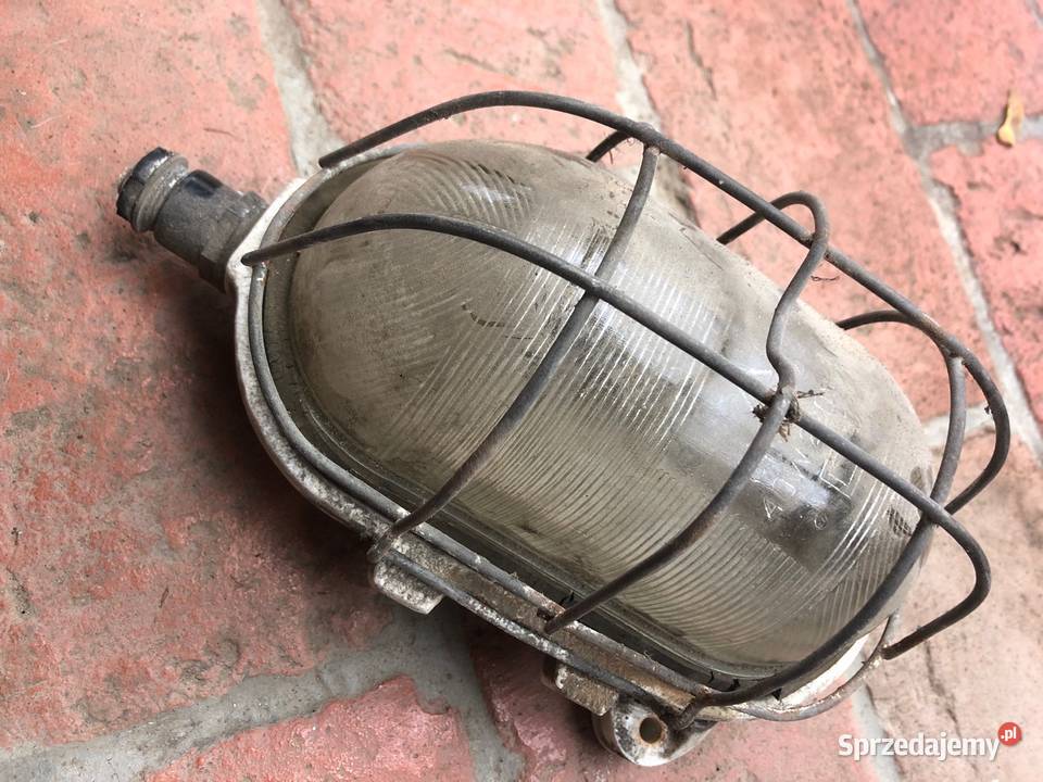 Lampa szklana loftowa porcelanowa PRL garażowa Oświetlenie Poznań
