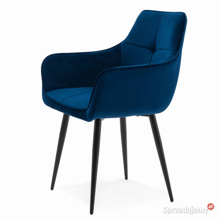 Granatowe Krzesło Tapicerowane Quattro Wysyłka Tarchały Małe