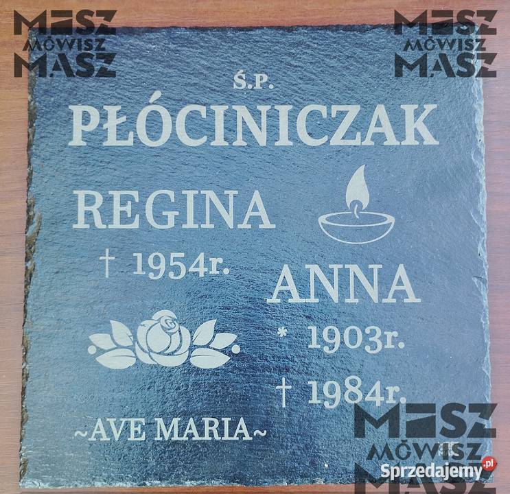 Nagrobek tablica 25x25 z łupka grawer tanio Racot