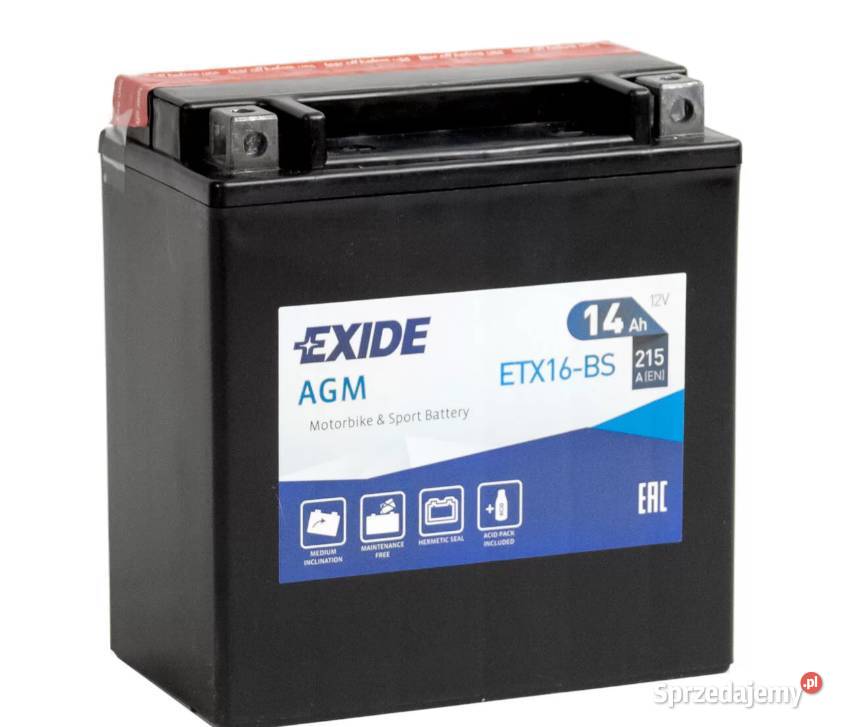 Akumulator motocyklowy EXIDE ETX16BS YTX16BS 12V Siedlce