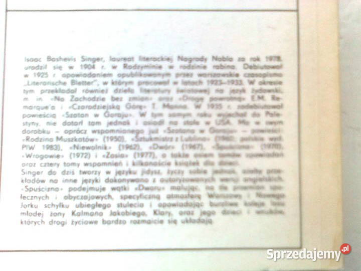 ISAAC SINGER SPUŚCIZNA miękka Warszawa