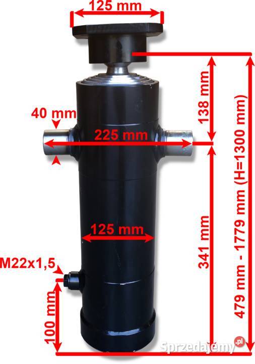 SIŁOWNIK HYDR PRZYCZEPY ST4 1300 8T WSPORNIKI Solec Kujawski