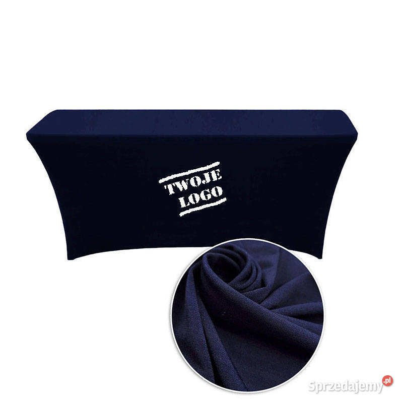 Granatowy elastyczny obrus na stół z logo full Obrusy mazowieckie Warszawa sprzedam